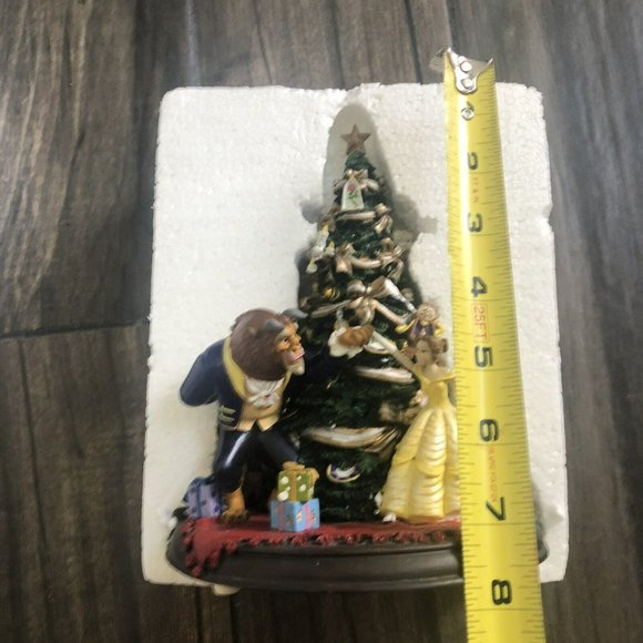 RARE VINTAGE DISNEY BEAUTY AND THE BEAST CHRISTMAS TREE STATUE Music & Lights 8” - Picture 6 of 10